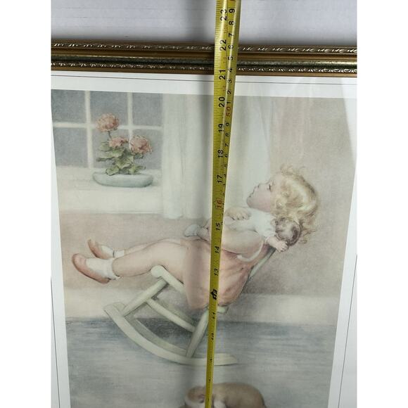 Vintage THE LULLABY By Bessie Pease Gutman Wood Frame Ivory Mat Art Print - Picture 9 of 10